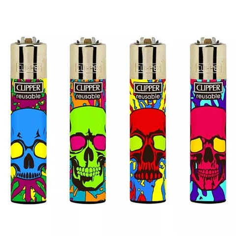 Clipper Lighters - Colourful skulls - BudMother.com