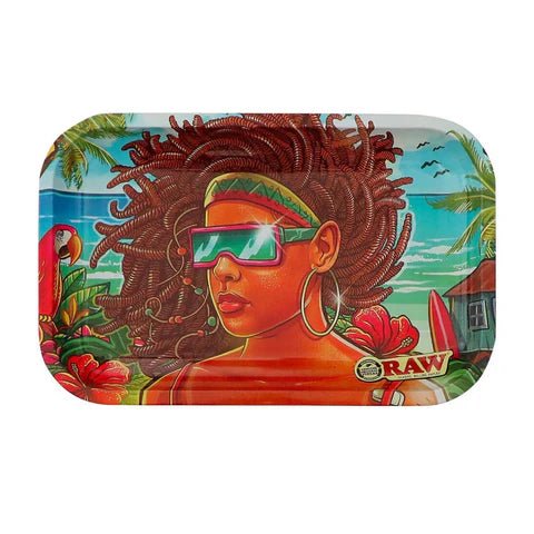 RAW Brazil 3 Medium Metal Rolling Tray - BudMother.com